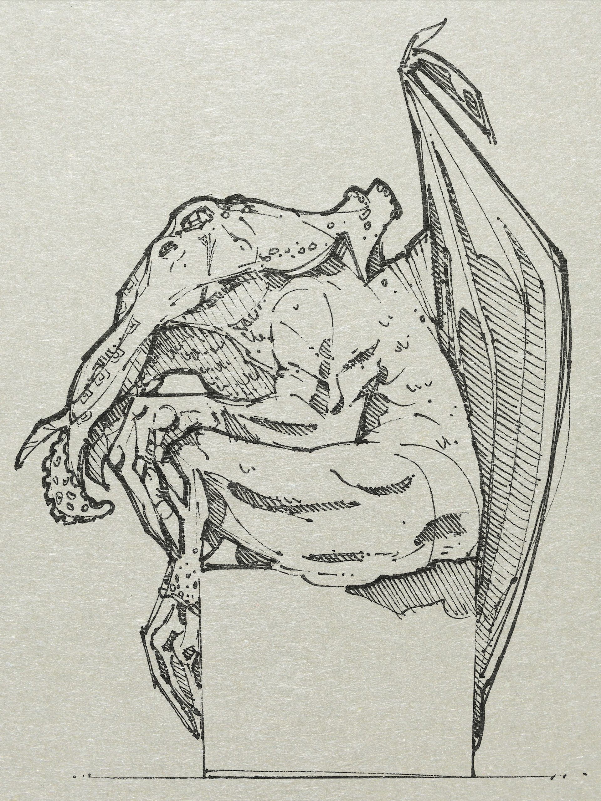 1920x2560 Homage To Lovecraft's Sketch Of Cthulhu Inspiration - Lovecraft Cthulhu Drawing