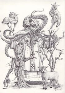 210x300 Inktaiber Surrealista Pen Sketch Por Tai De Hp Lovecraft Cthulhu - Lovecraft Cthulhu Drawing