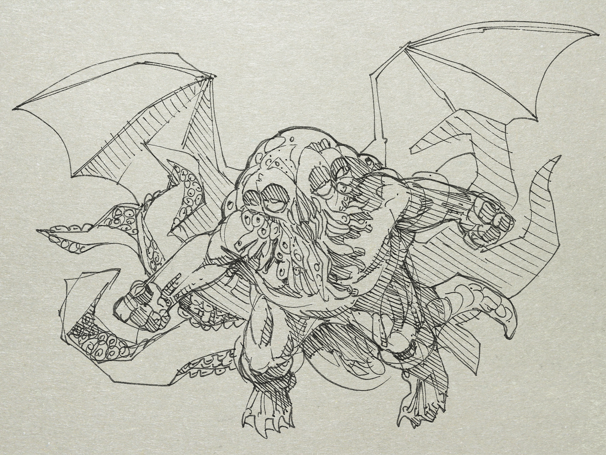 2560x1920 Lovecraft Cthulhu Sketch - Lovecraft Cthulhu Drawing