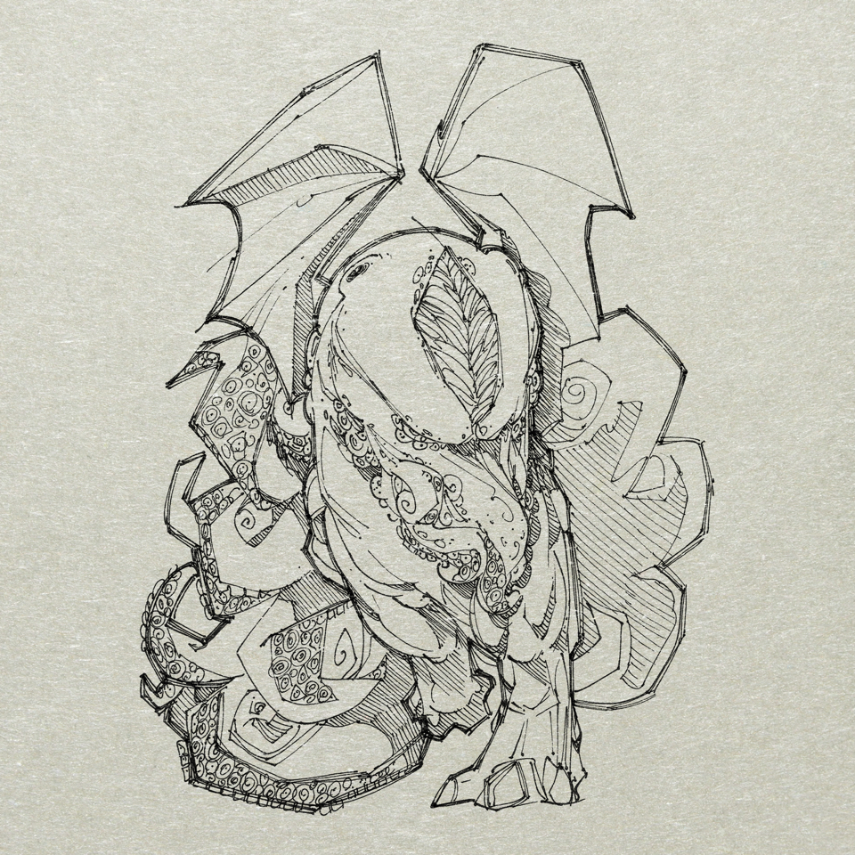 960x960 Lovecraft Cthulhu Sketch Satanfudge - Lovecraft Cthulhu Drawing