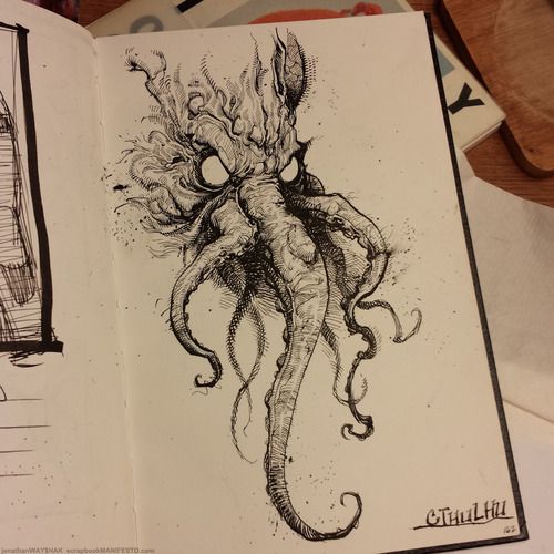 500x500 while watching a documentary on h p lovecraft, i felt compelled - Lovecraft Cthulhu Drawing