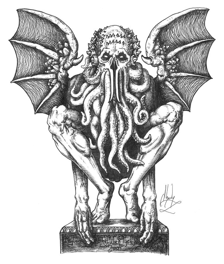 766x900 Cthulhu Drawing - Lovecraft Cthulhu Drawing