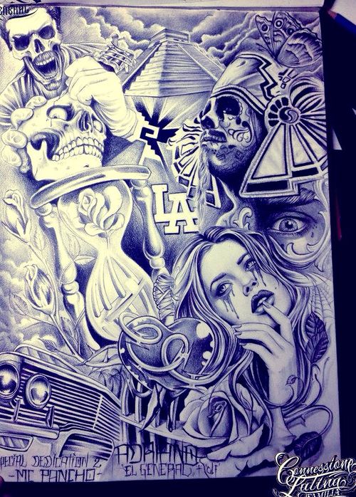 500x698 lowrider arte cover magazine pic carving chicano art - Lowrider Art Drawings