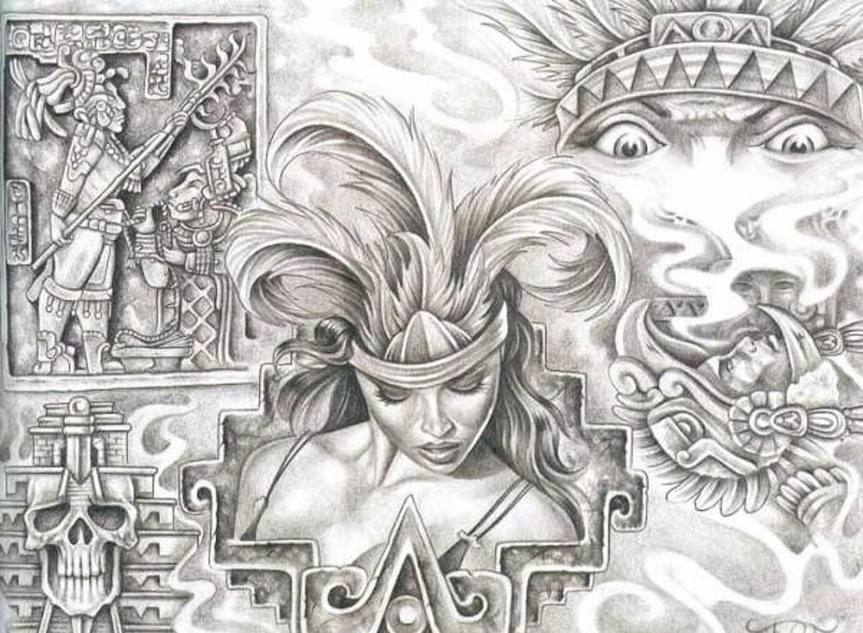 1260x924 aztec girl drawings pictures lowrider arte aztec drawings tattoo - Lowrider Arte Drawings