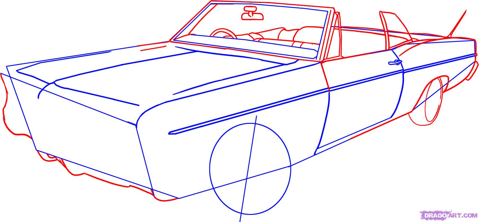 1612x748 how to draw a lowrider, step - Lowrider Car Drawings.
