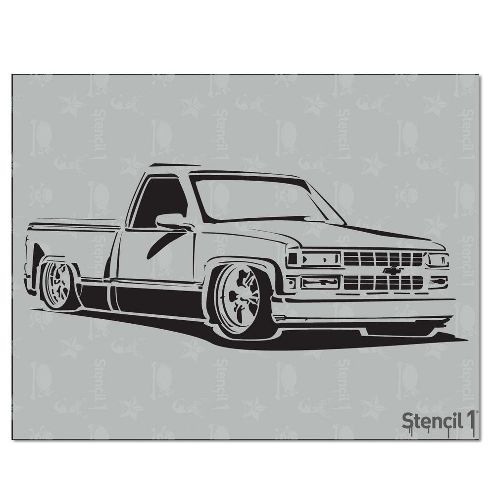 1000x1000 Lowrider Truck Stencil - Lowrider Drawing Images