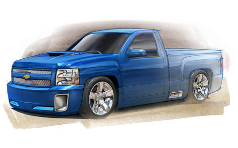 480x300 Gm Bringing Tricked Out Trucks, Utes, Roadsters And More To Sema - Lowrider Truck Drawings