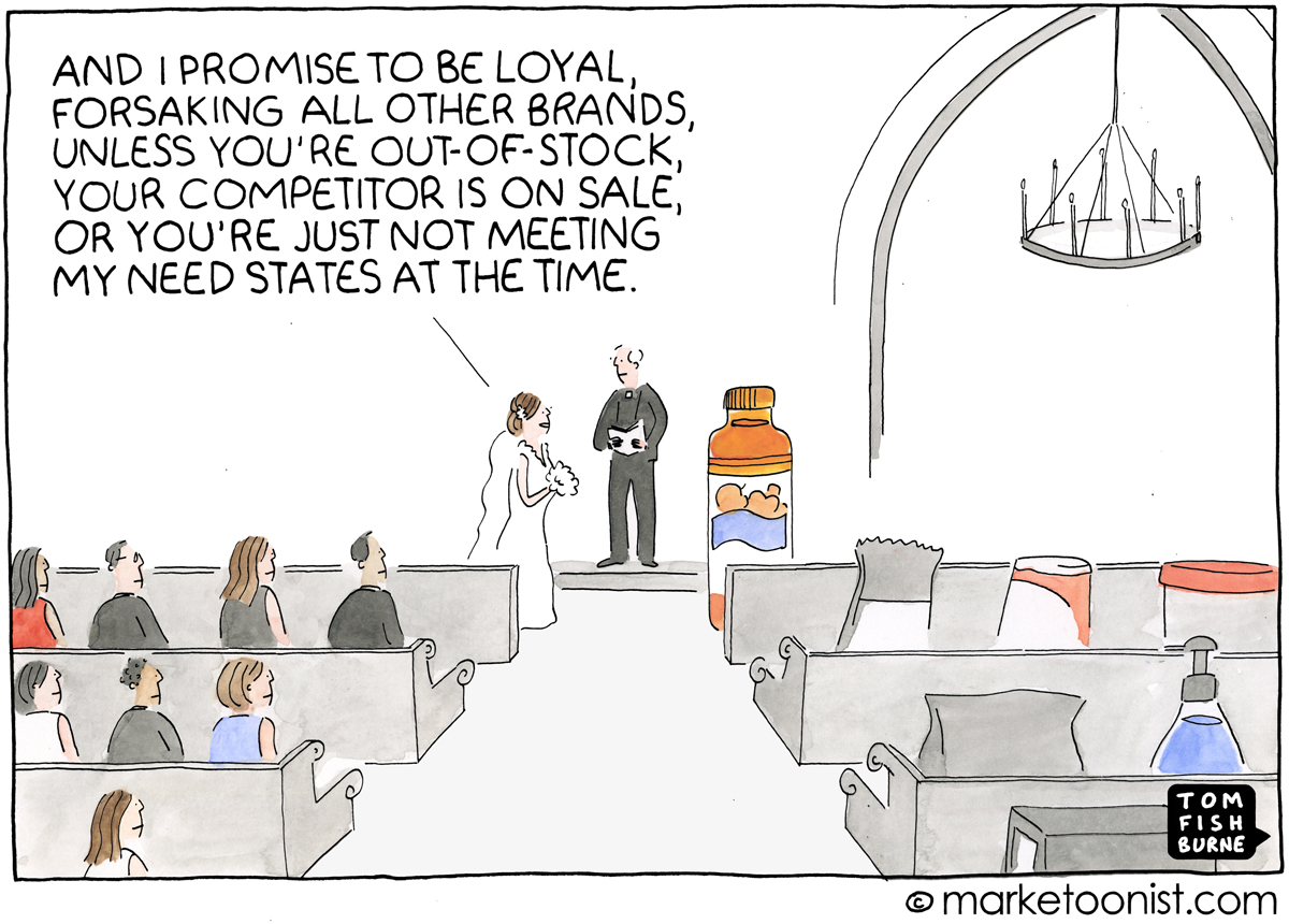 1200x860 Brand Loyalty Cartoon Marketoonist Tom Fishburne - Loyalty Drawing