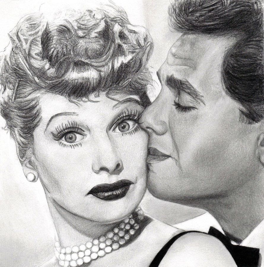 890x898 lucille ball and desi arnaz random beauty love lucy, desi kiss - Lucille Ball Drawing