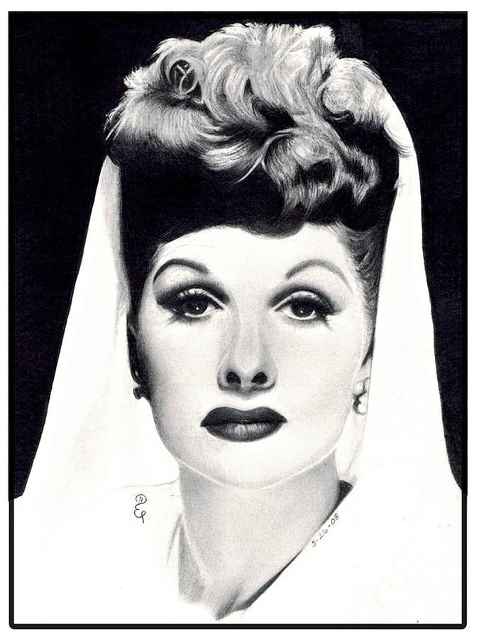 675x900 realistic pencil drawing of lucille ball drawing - Lucille Ball Drawing