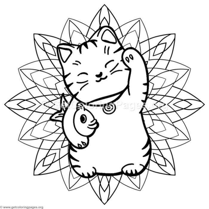 700x700 lucky cat mandala coloring pages diy - Lucky Cat Drawing