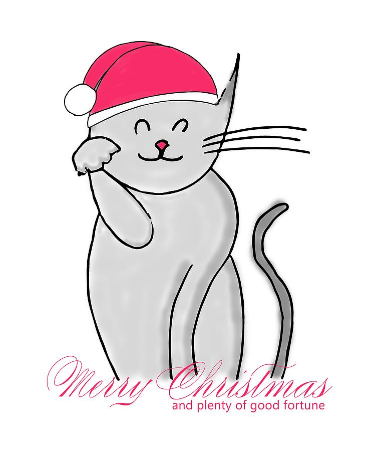 757x900 lucky cat merry christmas drawing - Lucky Cat Drawing