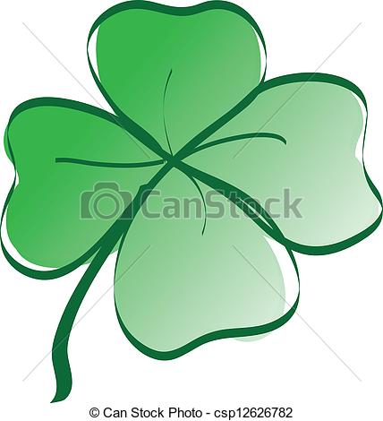 428x470 lucky four leaf clover color vector illustration - Lucky Drawing