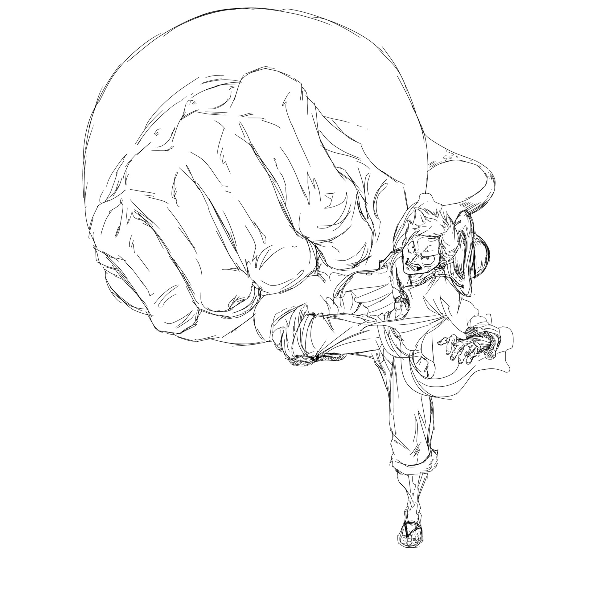 1920x1920 Artstation - Luffy Drawing