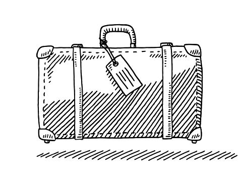 478x359 hand drawn vector drawing of a zip bag with fluids for the airport - Luggage Drawing
