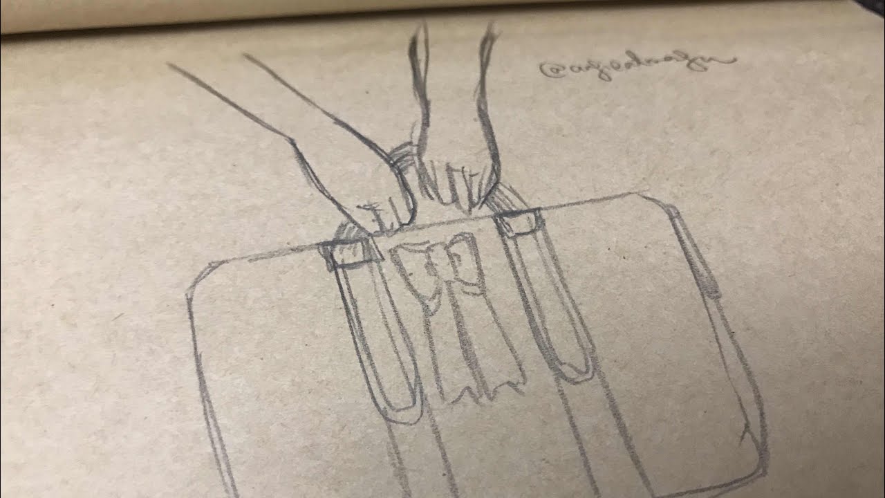 1280x720 how to draw hand holding something - Luggage Drawing