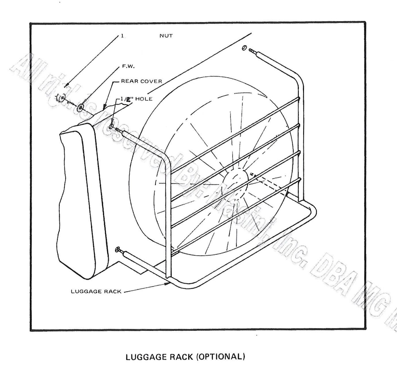 1383x1279 luggage rack, mg td replica - Luggage Drawing