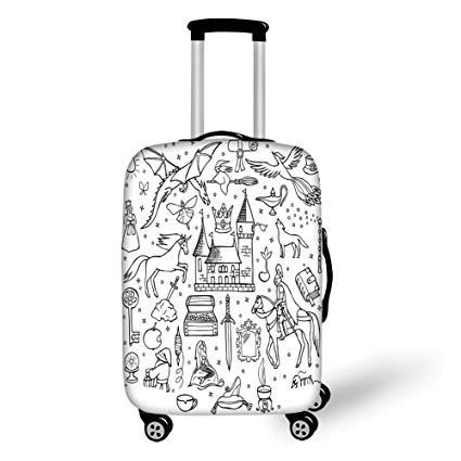 425x425 travel luggage cover suitcase protector, doodle - Luggage Drawing