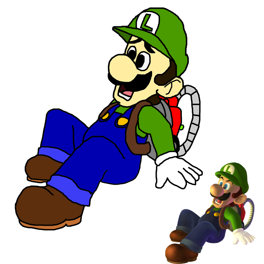894x894 traced drawing luigi crawling backwards - Luigi Drawing