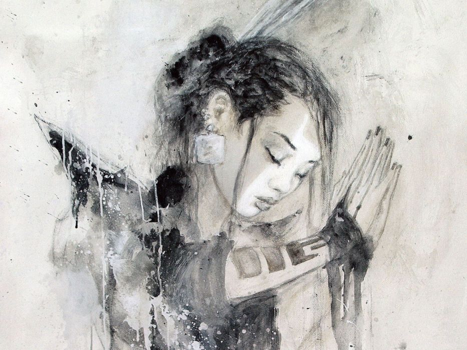 933x700 Abstract Black And White Luis Royo Asians Drawings Salute - Luis Royo Drawings