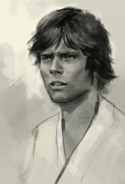 500x737 How To Draw Luke Skywalker - Luke Skywalker Drawing