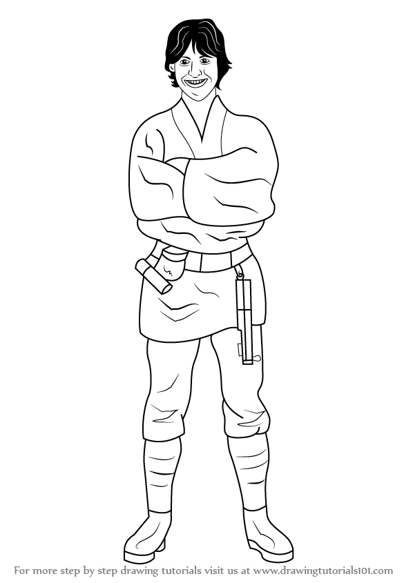 598x845 Learn How To Draw Luke Skywalker From Star Wars - Luke Skywalker Drawing