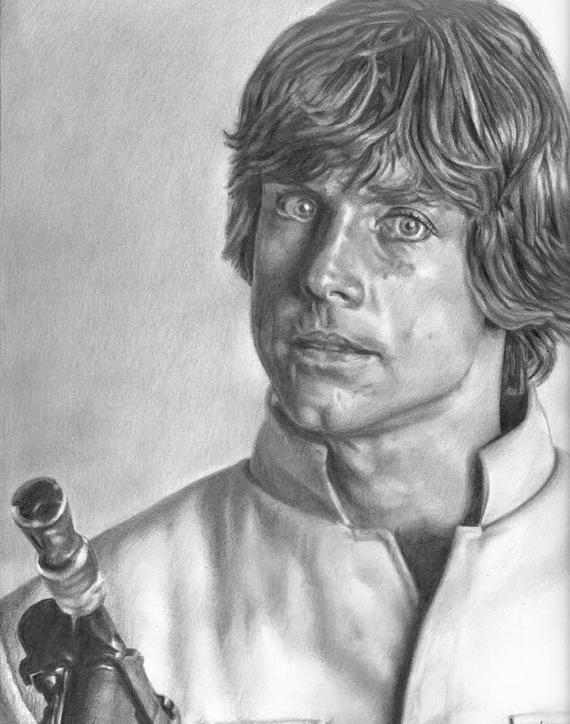 570x724 Luke Skywalker Star Wars Drawing Print Etsy - Luke Skywalker Drawing