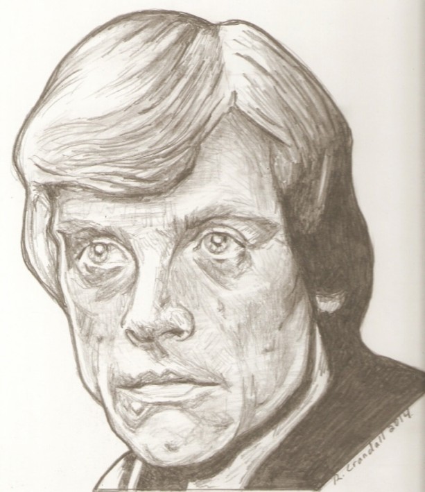613x709 Original Mark Hamill, Luke Skywalker Drawing Aftcra - Luke Skywalker Drawing