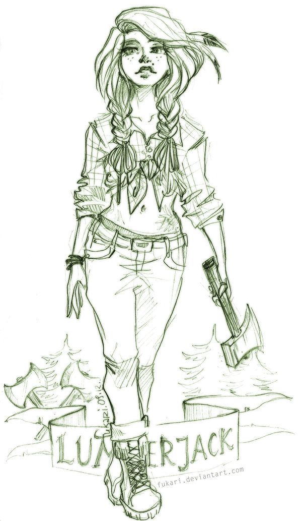 600x1033 lumberjack girl - Lumberjack Drawing