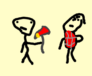 300x250 stick figure stealing an axe from a lumberjack drawing - Lumberjack Drawing