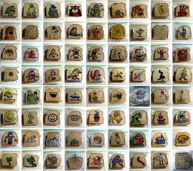 640x569 graphic designer dad illustrates his kids' lunch bags almost every - Lunch Bag Drawings