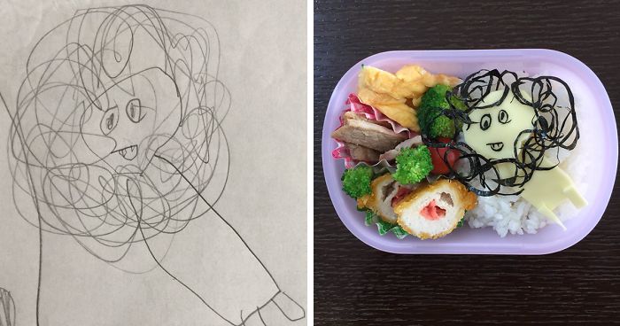 700x368 Japanese Dad Takes His Daughter's Drawings And Turns Them Into - Lunch Box Drawing
