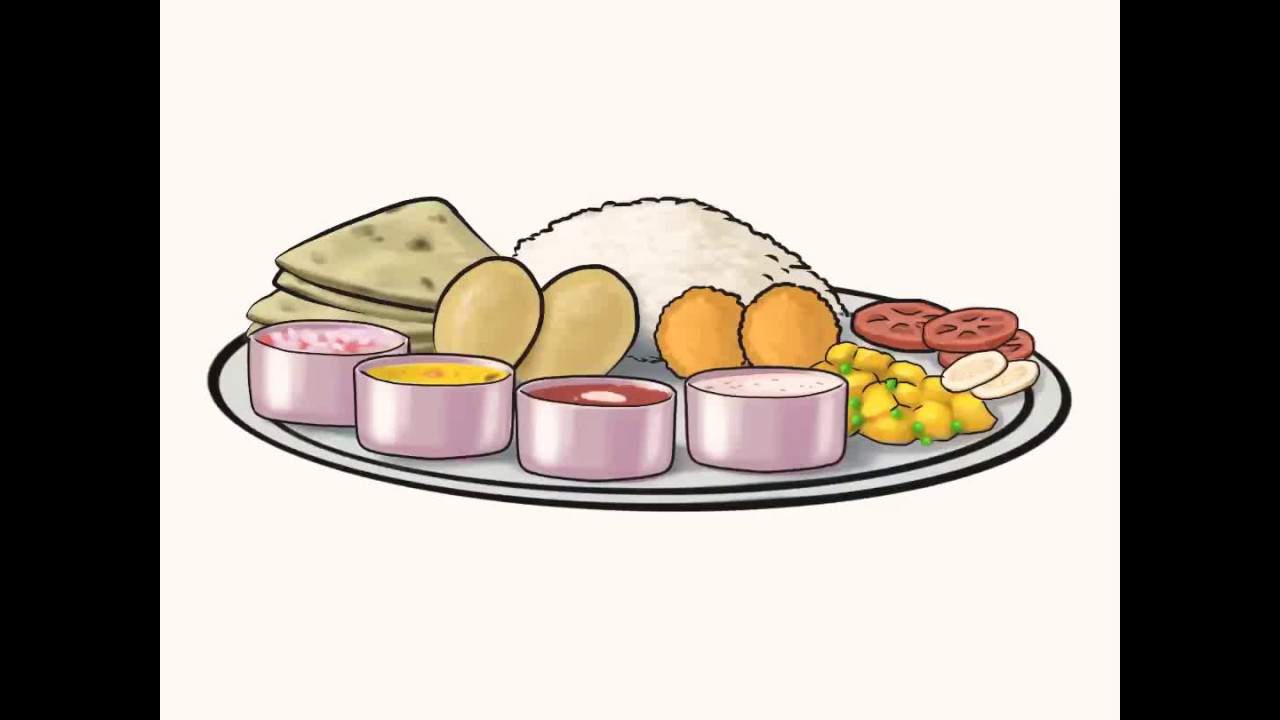 1280x720 Ipad Art Drawing Of Indian Thali - Lunch Drawing