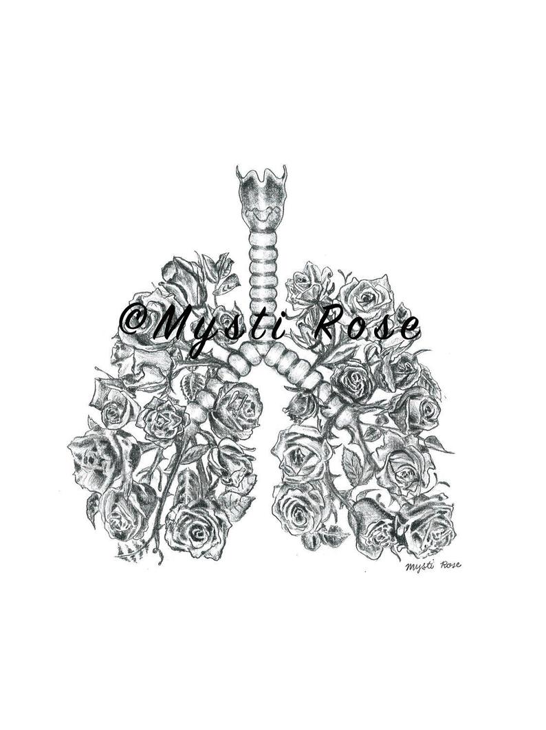 794x1061 rose lungs pencil drawing print wall art creative etsy - Lungs Drawing