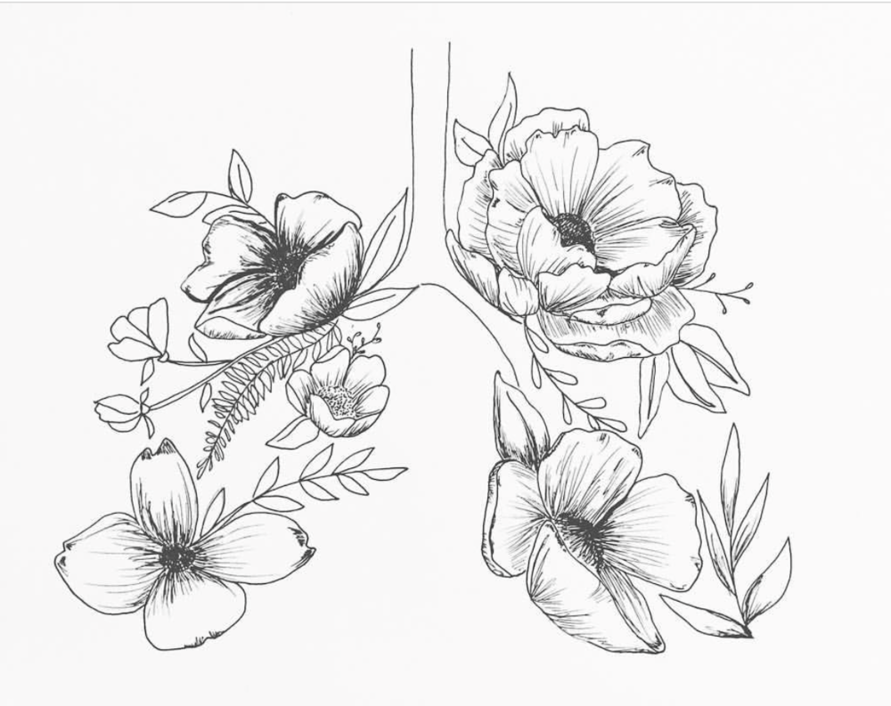 1000x793 floral lungs print vivi's vintage market - Lungs Drawing