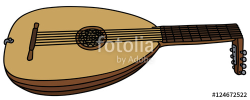 500x200 hand drawing of an classic lute stock image and royalty free - Lute Drawing