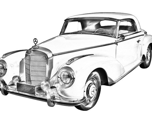 600x480 mercedes benz luxury car drawing poster - Luxury Car Drawing