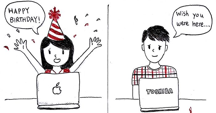 700x367 i draw what it's like to be in a long distance relationship - M Drawing