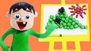 320x180 Baby Drawing Mountain With Mampm Candy Play Doh Cartoons For Kids - M&M Drawing