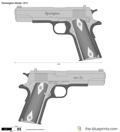 400x439 Remington Model Vector Drawing - M1911 Drawing