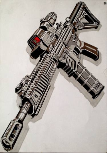 375x533 Assaulr Rifle Drawing - M4 Drawing