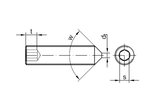 640x440 set screw din - M4 Line Drawing
