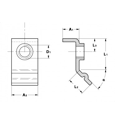 370x400 Welding Plates Stud Single Bent Design Production - M4 Line Drawing