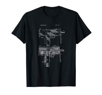 342x320 Vintage Mac Uzi Blueprint Shirt - Mac 10 Drawing