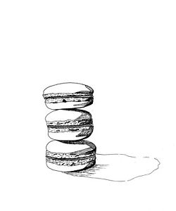 250x300 Original Art Macaron Pen Drawing Patisserie Drawing Ideal For Home - Macaron Drawing