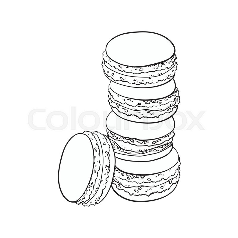800x800 Black And White Stack Of Macaron, Stock Vector Colourbox - Macaron Drawing