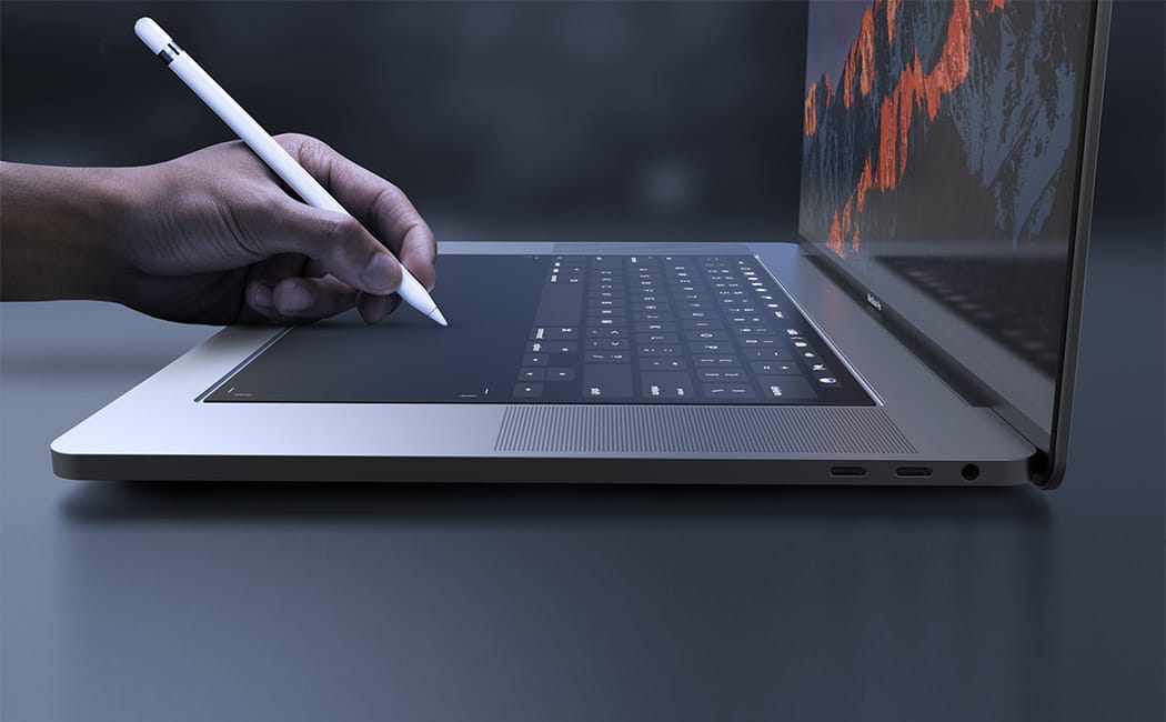 1050x650 crazy macbook pro concept replaces keyboard with a yuuuuuuge - Macbook Drawing