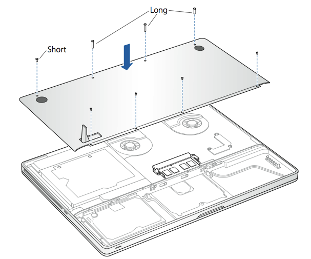 607x505 macbook pro how to remove or install memory - Macbook Drawing