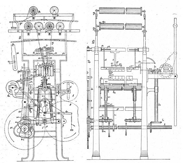 610x539 Filedrawing Of An Old Raschel Machine - Machine Drawing