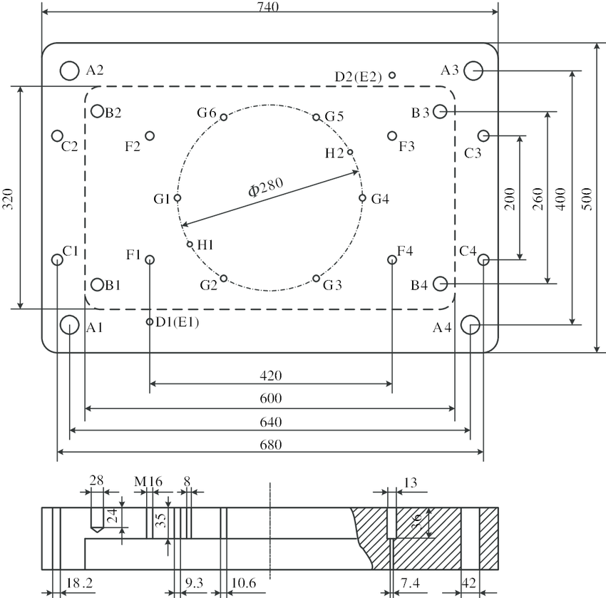 850x839 the drawing of components machining download scientific diagram - Machining Drawing
